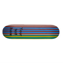 Modern teal yellow burgundy blue stripes custom skate board