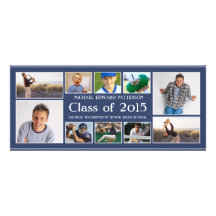 Modern Ten Photo Collage Graduation Announcment Personalized Invitation