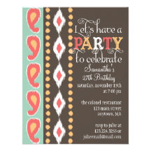 Modern Tribal Colourful Birthday Party Invites