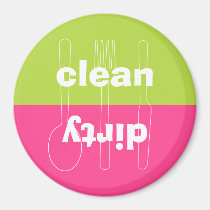 Modern utensil dirty clean preppy pink dishwasher magnets