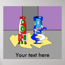 Modern vases in red white blue posters