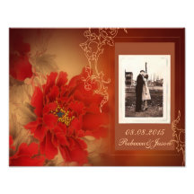 modern vintage gold burgundy floral save the date photo
