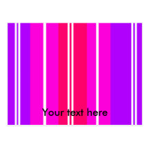 Modern violet white and pink stripes post card