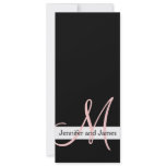 Modern Wedding Invitation Monogram Black Pink