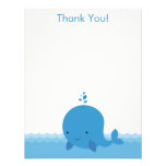 Modern Whale Baby Shower Thank You Flat Card Invite