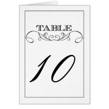 Modern White and Black Wedding Table Number Cards