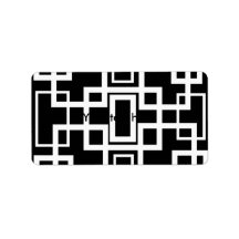 Modern white squares on black background labels