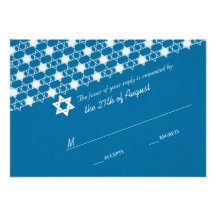 Modern White Stars Of David Bar Mitzvah RSVP Card