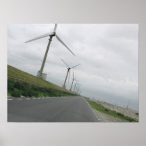 Modern Wind Turbines on a Dutch Dike Photo Poster