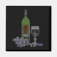 Modern Wine and Grapes Digital Art Refrigerator Magnets