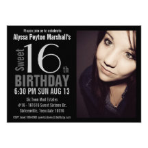 Modern XL Photo Sweet 16th Birthday Party Custom Announcement