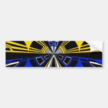 Modern yellow and blue circle pattern bumper sticker