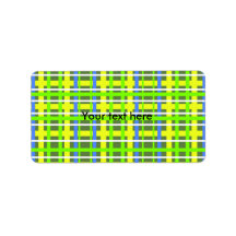 Modern yellow and green plaid address label