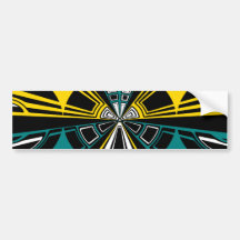 Modern yellow and teal circle design bumper sticker