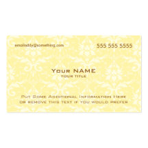 Modern Yellow and White Damask Business Card