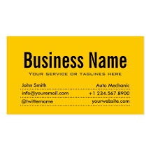 Modern Yellow Auto Mechanic Business Card