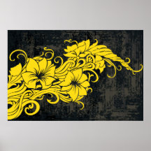 Modern yellow floral decor panno posters
