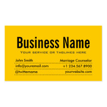 Modern Yellow Marriage Counseling Business Card
