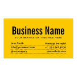 Modern Yellow Massage Therapist Business Card