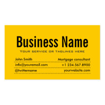 Modern Yellow Mortgage Agent Business Card