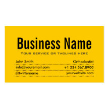 Modern Yellow Orthodontist Business Card