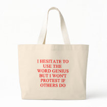 modest genius joke canvas bags