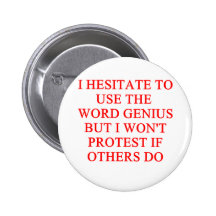 modest genius joke button