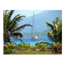 Moira at anchor, Josh's Key, Guanaja, Honduras Postcard
