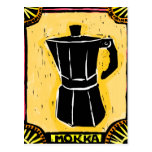 Mokka Espresso Pot Woodcut Post Card