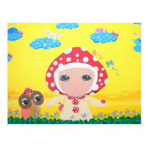 Molly Mushroom Baby In Polka Dottie Whimsy Land Post Cards