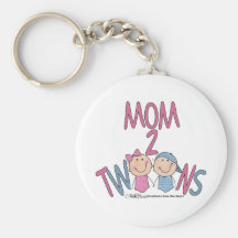 Mom 2 Twins Boy and Girl Key Chain