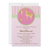 Mom and Baby Giraffe Baby Girl Shower Invitation
