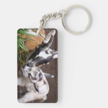 Mom and Baby Goat Rectangle Acrylic Key Chains