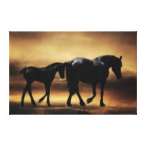 Mom and baby horse canvas prints