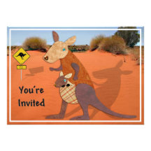 Mom and Baby Kangaroo in the Outback Invite