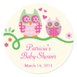 Mom and Baby Owl Baby Shower Favour Sticker
