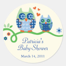 Mom and Baby Owl Baby Shower Favour Sticker