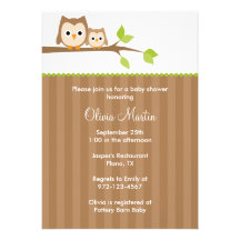 Mom and Baby Owl Baby Shower Invitations