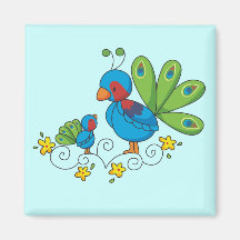 Mom and Baby Peacock Fridge Magnet