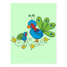 Mom and Baby Peacock Post Cards
