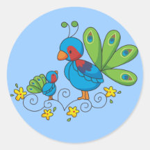 Mom and Baby Peacock Stickers