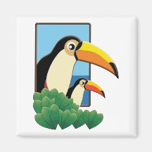 Mom and Baby Toucans Refrigerator Magnet