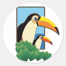 Mom and Baby Toucans Round Sticker