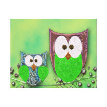Mom and son owls canvas print