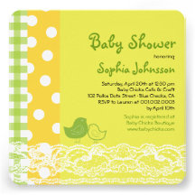 Mom & Baby Bird Lace Cute Baby Shower Invite