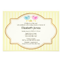 Mom & Dad Bird & Baby Bird Baby Shower Custom Announcements