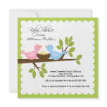 Mom & Dad Birds with Baby Bird Baby Shower Personalized Announcement