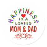 Mom & Dad Happiness Round Stickers