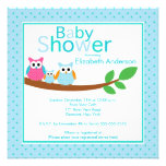 Mom & Dad Owls with Baby Owl Boy Baby Shower Invite