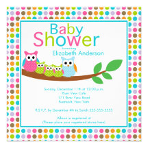 Mom & Dad Owls with Triplets Multiple Baby Shower Invitations